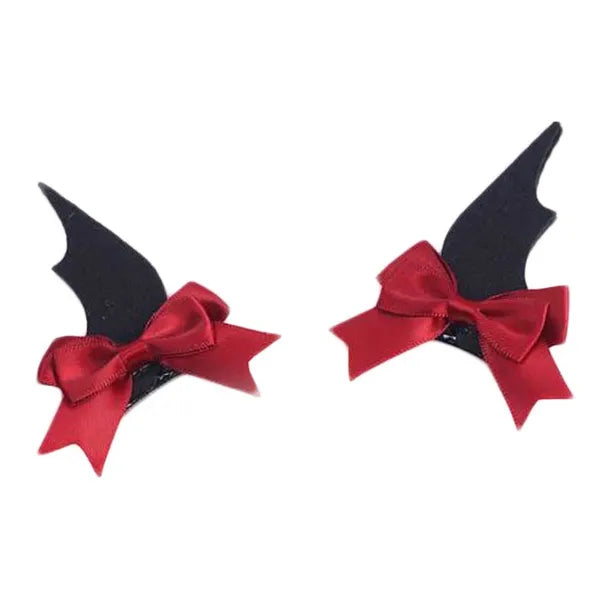 1 Pair Halloween Black Devil Wings Hair Clips Cosplay Gothic