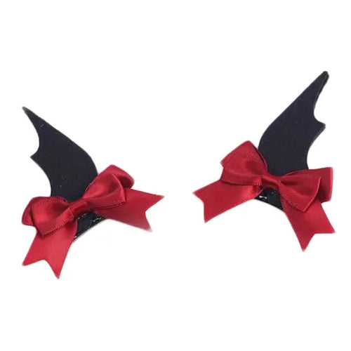 1 Pair Halloween Black Devil Wings Hair Clips Cosplay Gothic