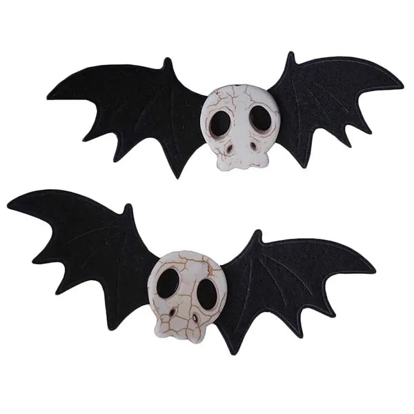 1 Pair Handmade Black Bat Wings Skull Hair Clips