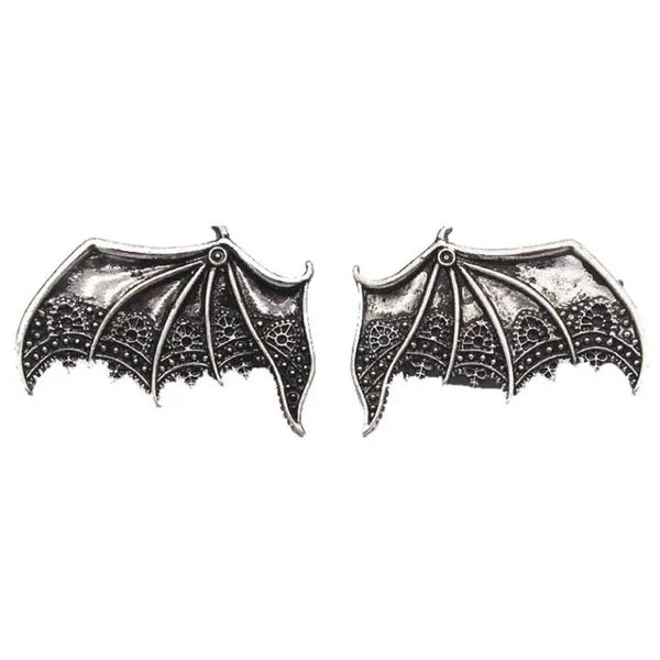 1 Pair Silver Devil Bat Wing Hair Clips Halloween Gothic