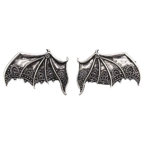 1 Pair Silver Devil Bat Wing Hair Clips Halloween Gothic