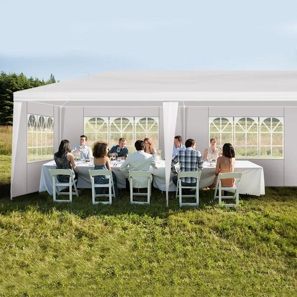 1 Set of 10'x30' Party Tent Canopy for Outdoor Weddings, Heavy-Duty Waterproof Event Shelter with Removable Sidewalls, Ideal for Parties, Booths, and Gatherings.