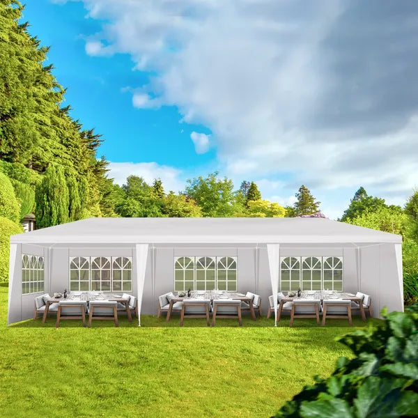 1 Set of 10'x30' Party Tent Canopy for Outdoor Weddings, Heavy-Duty Waterproof Event Shelter with Removable Sidewalls, Ideal for Parties, Booths, and Gatherings.