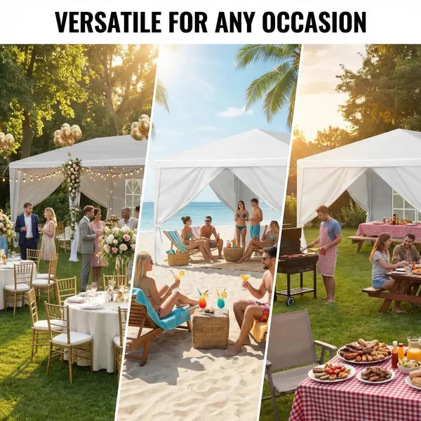 1 Set of 10'x30' Party Tent Canopy for Outdoor Weddings, Heavy-Duty Waterproof Event Shelter with Removable Sidewalls, Ideal for Parties, Booths, and Gatherings.