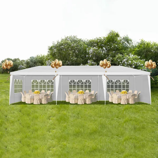 1 Set of 10'x30' Party Tent Canopy for Outdoor Weddings, Heavy-Duty Waterproof Event Shelter with Removable Sidewalls, Ideal for Parties, Booths, and Gatherings.
