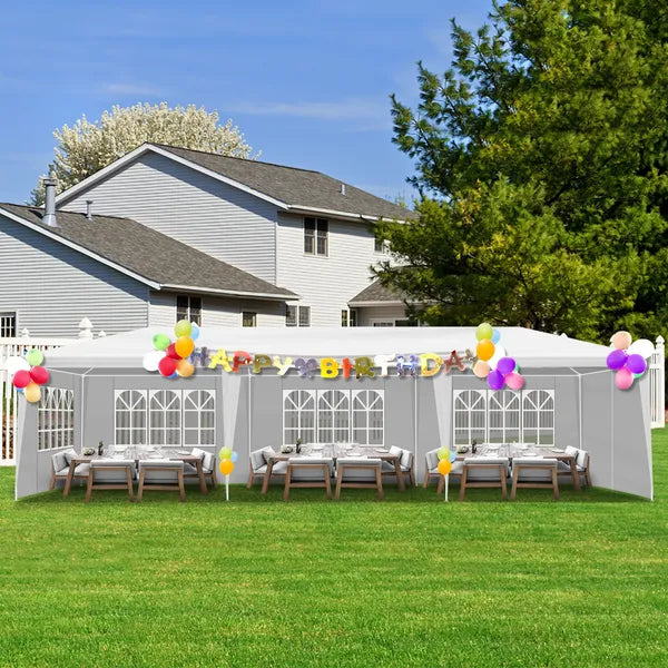 1 Set of 10'x30' Party Tent Canopy for Outdoor Weddings, Heavy-Duty Waterproof Event Shelter with Removable Sidewalls, Ideal for Parties, Booths, and Gatherings.