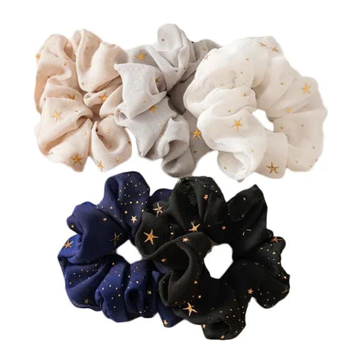 10 Pcs Chiffon Hair Scrunchies Stars Print