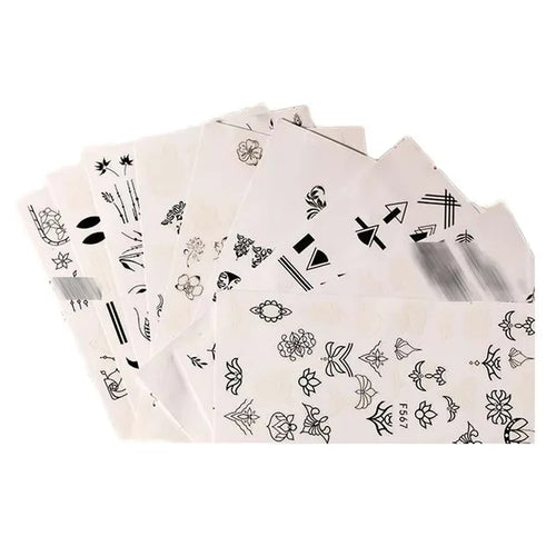 10 Sheets Random Patterned Vintage Black Nail Stickers