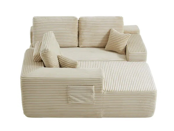 104.3''Cloud Sectional Couch with L-Shaped Chaise,Modern Modular Sofa with Deep Seat, with side pockets ,Upholstered Couches for Living Room Bedroom,No Assembly Required,(Plush Fabric),Beige