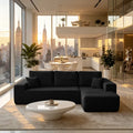 104.3''Cloud Sectional Couch with L-Shaped Chaise,Modern Modular Sofa with Deep Seat, with side pockets ,Upholstered Couches for Living Room Bedroom,No Assembly Required,(Plush Fabric),BLACK,Right