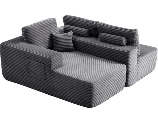 104.3''Cloud Sectional Couch with L-Shaped Chaise,Modern Modular Sofa with Deep Seat, with side pockets ,Upholstered Couches for Living Room Bedroom,No Assembly Required,(Plush Fabric),GREY