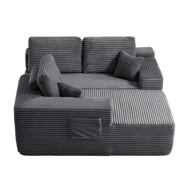 104.3''Cloud Sectional Couch with L-Shaped Chaise,Modern Modular Sofa with Deep Seat, with side pockets ,Upholstered Couches for Living Room Bedroom,No Assembly Required,(Plush Fabric),GREY