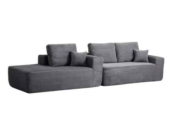 104.3''Cloud Sectional Couch with L-Shaped Chaise,Modern Modular Sofa with Deep Seat, with side pockets ,Upholstered Couches for Living Room Bedroom,No Assembly Required,(Plush Fabric),GREY