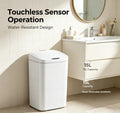 10L Touchless Automatic Sensor Trash Can, Water Resistant Tall Garbage Bin, Sealed Odor Proof Waste Container with Sleek Minimalist White Design for Kitchen Bathroom Home Office Indoor Use