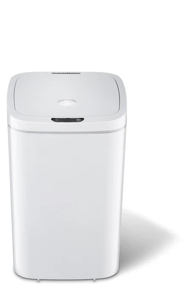 10L Touchless Automatic Sensor Trash Can, Water Resistant Tall Garbage Bin, Sealed Odor Proof Waste Container with Sleek Minimalist White Design for Kitchen Bathroom Home Office Indoor Use