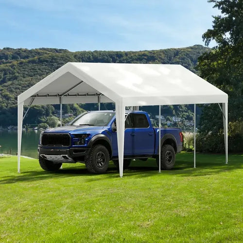 10x20 FT Carport Canopy Replacement Cover Heavy Duty Waterproof UV Resistant Tarp Shelter Top Easy Installation with Elastic Ropes White Only Canopy No Frame