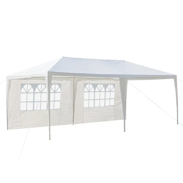 10'X20' Outdoor Party Tent with 4 Removable Sidewalls, Waterproof Canopy Patio Wedding Gazebo, White