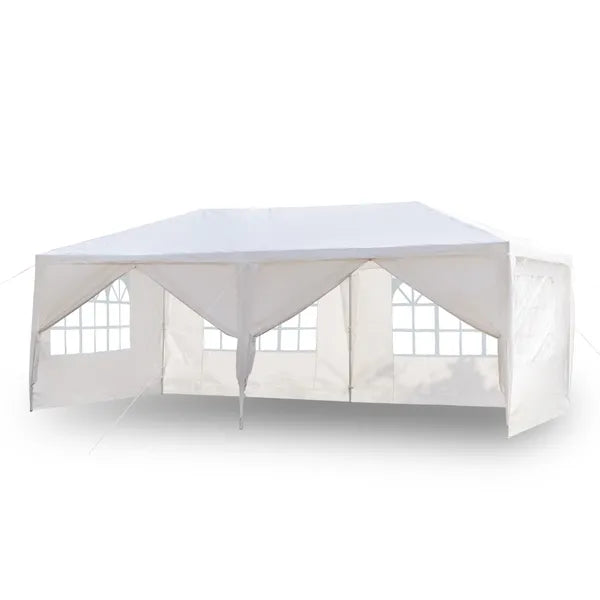 10'x20' Outdoor Party Tent with 6 Removable Sidewalls, Waterproof Canopy Patio Wedding Gazebo, White