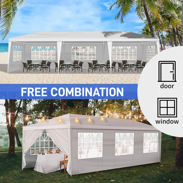 10'x30' Outdoor Party Tent with 8 Removable Sidewalls, Waterproof Canopy Patio Wedding Gazebo, White (self-pickup ONLY)