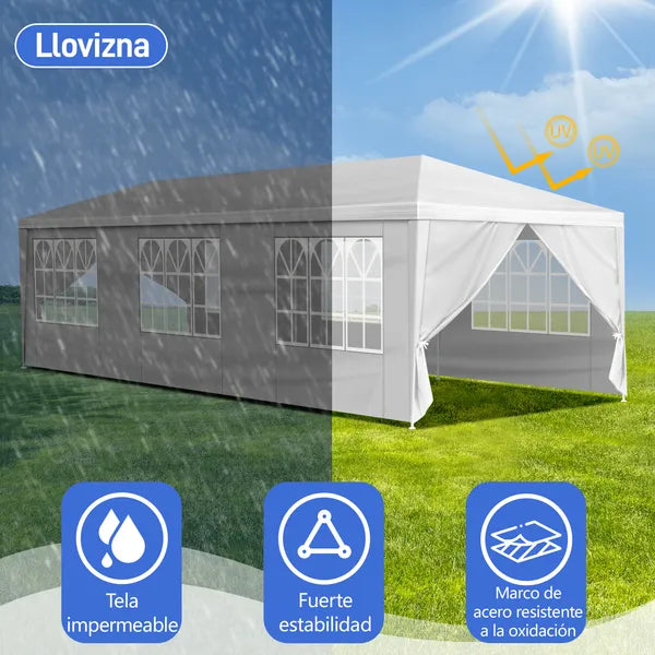 10'x30' Outdoor Party Tent with 8 Removable Sidewalls, Waterproof Canopy Patio Wedding Gazebo, White (self-pickup ONLY)