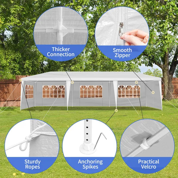 10'x30' Outdoor Party Tent with 8 Removable Sidewalls, Waterproof Canopy Patio Wedding Gazebo, White (self-pickup ONLY)