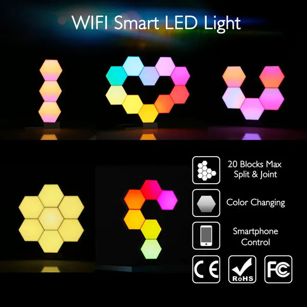 11Pack WiFi Smart LED Light Kit DIY Night Lamp Voice Control 16 Million Color Compatible with Alexa Google Home