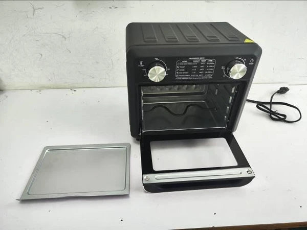11QT Compact Air Fryer Toaster Oven, 1000W Convection Countertop Oven with Reference Menus, 2-Slice Toaster, Adjustable Time & Temperature, Ideal for Singles & Couples, Black