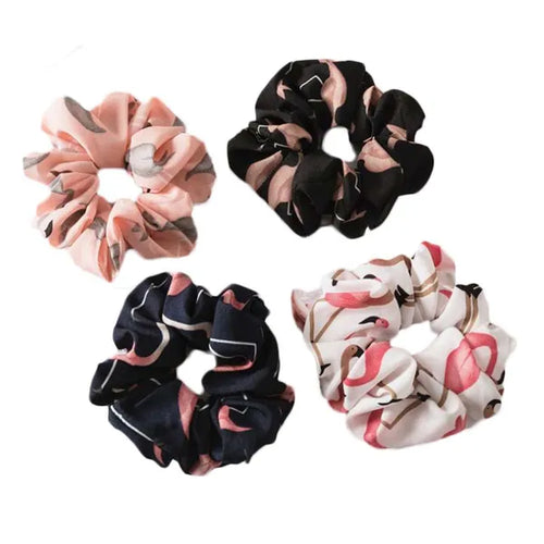12 Pcs Multicolor Flamingo Hair Scrunchies Elastic Hair Band