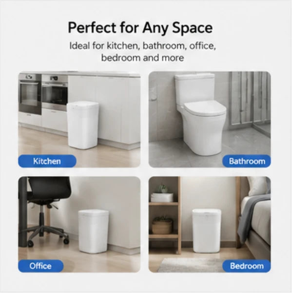 12L-50L Automatic Touchless Sensor Trash Can Combo Set, Waterproof Smart Motion Sensor Garbage Bin, Quiet Close Odor Control Waste Container for Kitchen Bathroom Office Bedroom Home Use