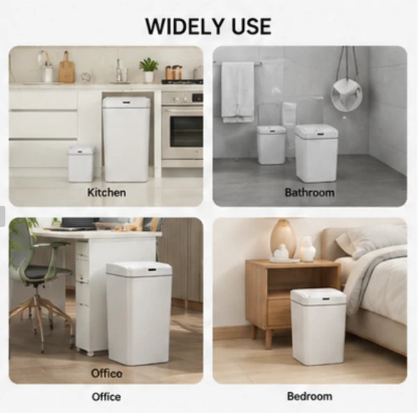 12L-50L Automatic Touchless Sensor Trash Can Combo Set, Waterproof Smart Motion Sensor Garbage Bin, Quiet Close Odor Control Waste Container for Kitchen Bathroom Office Bedroom Home Use