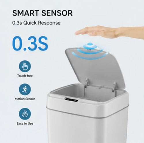 12L-50L Automatic Touchless Sensor Trash Can Combo Set, Waterproof Smart Motion Sensor Garbage Bin, Quiet Close Odor Control Waste Container for Kitchen Bathroom Office Bedroom Home Use