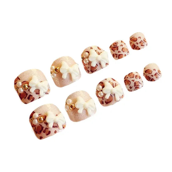 2 Box Leopard Print False Toenails Full Wrap