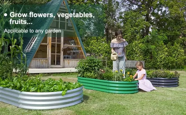 2 Pack Galvanized Raised Garden Bed Kit, 4x2FT Outdoor Metal Planter Boxes for Vegetables Herbs Flowers, Easy Assemble Lightweight Gardening Beds