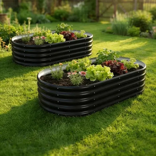 2 Pack Galvanized Raised Garden Bed Kit, 4x2FT Outdoor Metal Planter Boxes for Vegetables Herbs Flowers, Easy Assemble Lightweight Gardening Beds