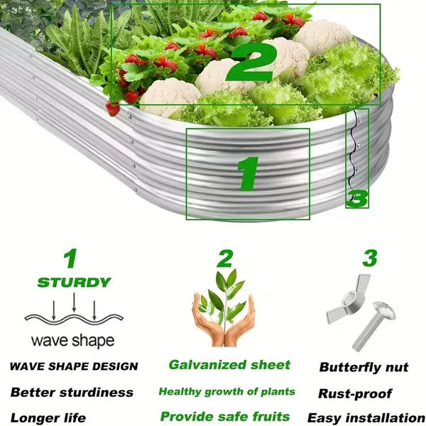 2 Pack Galvanized Raised Garden Bed Kit, 4x2FT Outdoor Metal Planter Boxes for Vegetables Herbs Flowers, Easy Assemble Lightweight Gardening Beds