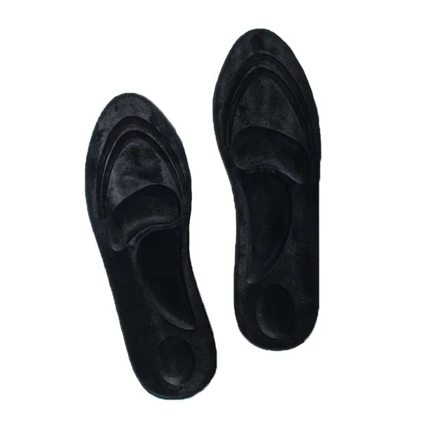 2 Pairs Replacement Shoe Insoles Plush Men Winter Black