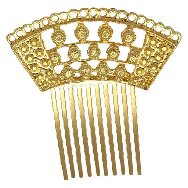 2 Pcs Gold Color Retro Carved Hair Combs Bridal 2.6 Inches