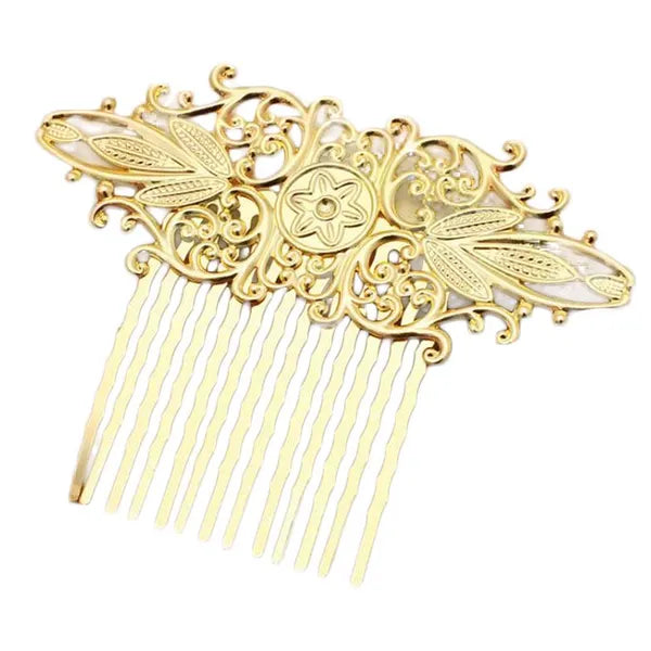 2 Pcs Retro 13 Teeth Hair Side Comb Bridal Golden