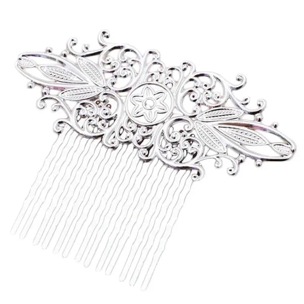 2 Pcs Retro 13 Teeth Hair Side Comb Bridal Silver