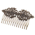 2 Pcs Retro Metal 14 Teeth Side Comb Flower Vine Bronze