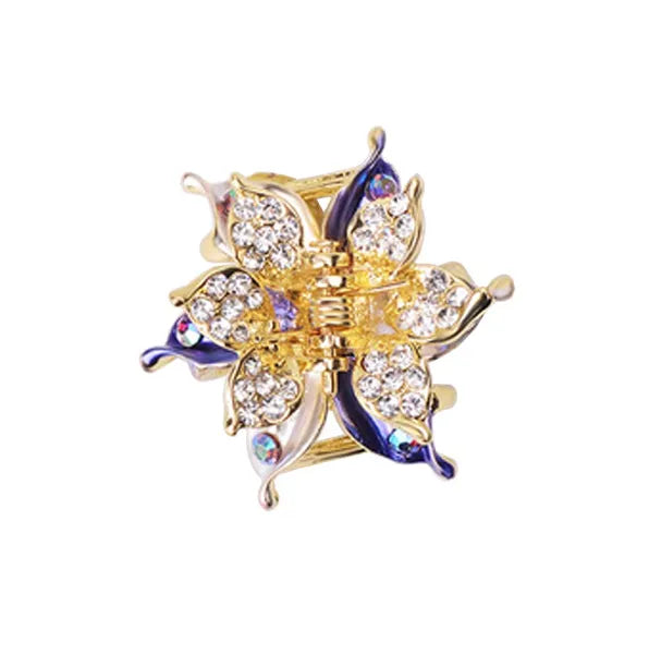 2 Pcs Rhinestone Hair Claw Clips Bling Flower 13