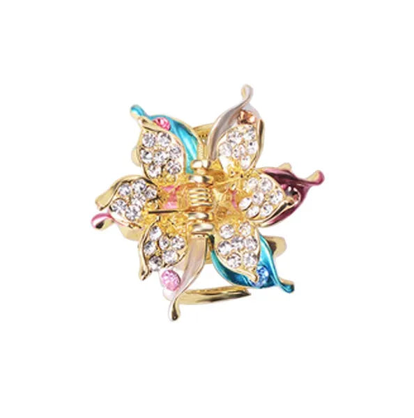 2 Pcs Rhinestone Hair Claw Clips Bling Flower 14