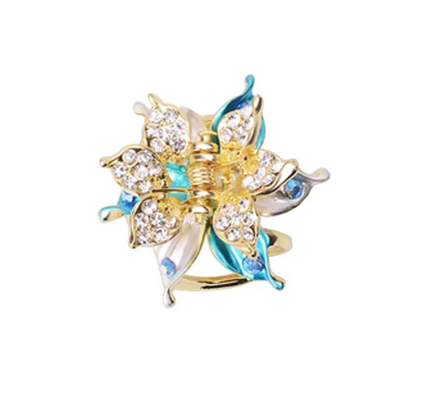 2 Pcs Rhinestone Hair Claw Clips Bling Flower 15