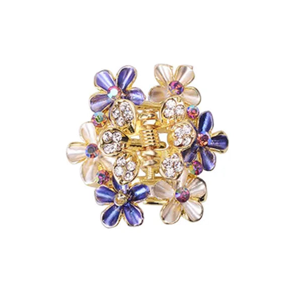 2 Pcs Rhinestone Hair Claw Clips Bling Flower 17