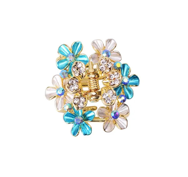 2 Pcs Rhinestone Hair Claw Clips Bling Flower 18