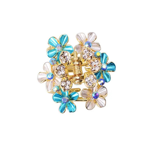 2 Pcs Rhinestone Hair Claw Clips Bling Flower 18