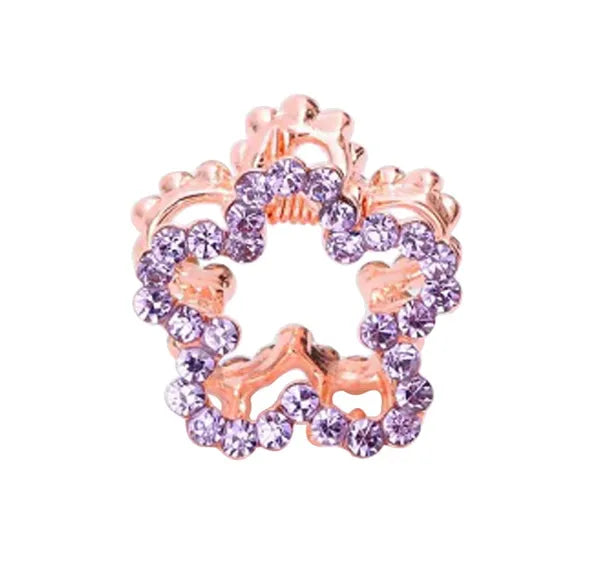 2 Pcs Rhinestone Hair Claw Clips Bling Flower 4