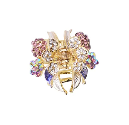 2 Pcs Rhinestone Hair Claw Clips Bling Flower 6