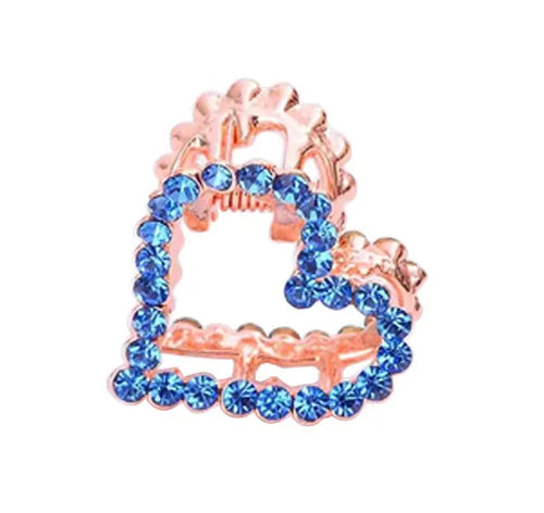 2 Pcs Rhinestone Hair Claw Clips Bling Heart 2