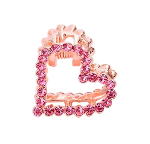 2 Pcs Rhinestone Hair Claw Clips Bling Heart 3